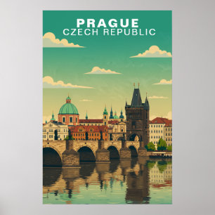 Reise nach Prag Tschechische Republik Europa Vinta Poster