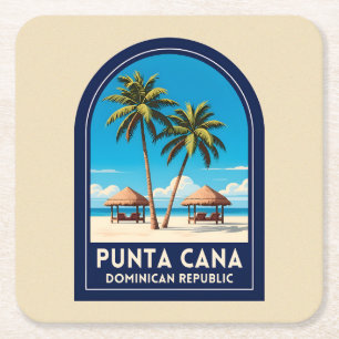 Reise nach Punta Cana Dominikanische Republik Retr Rechteckiger Pappuntersetzer