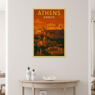 Reise nach Retro Athen Griechenland Poster
