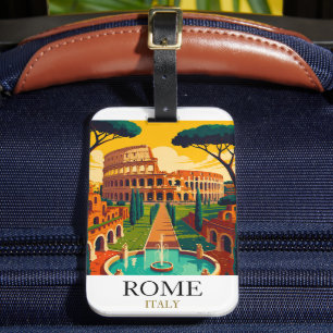 Reise nach Rom Italien Kolosseum Vintage Gepäckanhänger