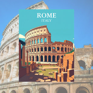 Reise nach Rom Italien Kolosseum Vintage Postkarte