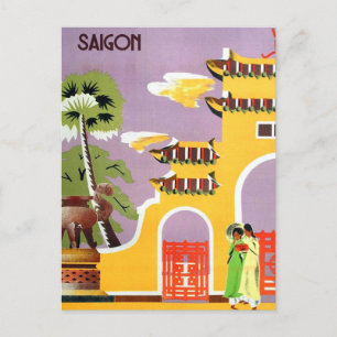 Reise nach Saigon Vietnam im Vintage-Stil Postkarte