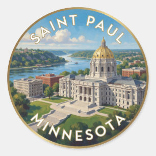 Reise nach Saint Paul Minnesota Mississippi River Runder Aufkleber