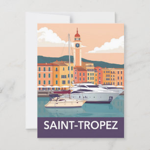 Reise nach Saint-Tropez im Vintage-Stil - Französi Postkarte