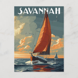 Reise nach Savannah im Vintage-Stil Postkarte
