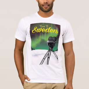 Reise nach Schweden Nordlichter Kamera Poster. T-Shirt