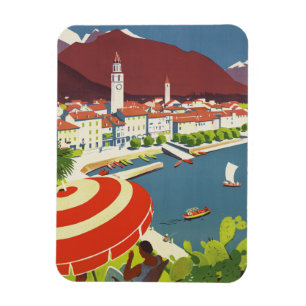 Reise nach Schweiz im Vintage-Stil Magnet