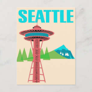 Reise nach Seattle Washington im Vintage-Stil Postkarte