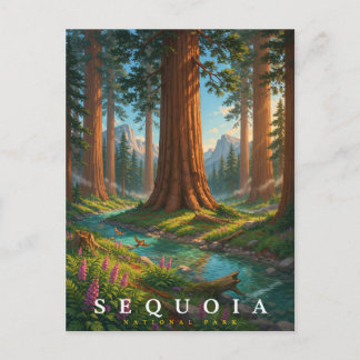 Reise nach Sequoia-Nationalpark Kalifornien Wald Postkarte