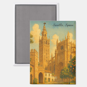 Reise nach Sevilla Spanien Andalusien Vintage Magnet