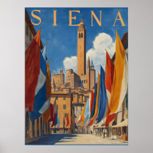 Reise nach Siena Italien im Vintage-Stil Poster