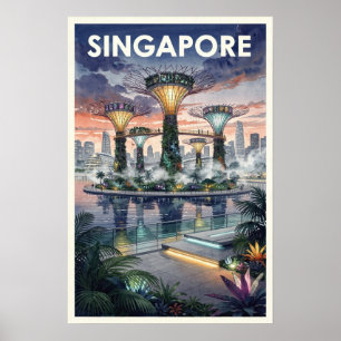 Reise nach Singapur im Vintage-Stil Poster