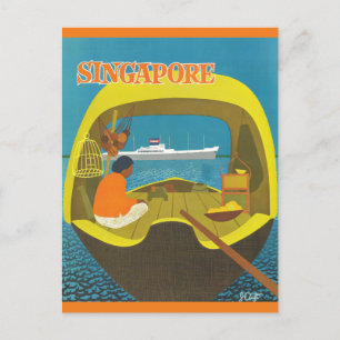 Reise nach Singapur im Vintage-Stil Postkarte