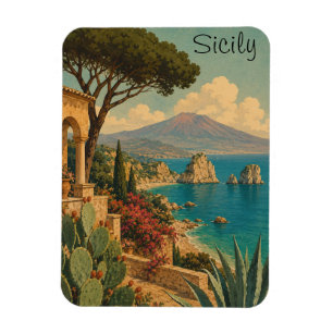 Reise nach Sizilien Italien Mittelmeerinsel Vintag Magnet