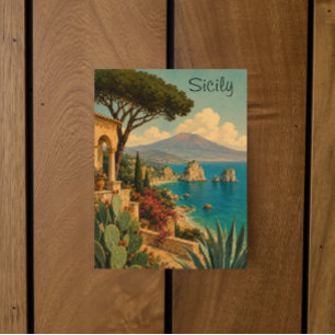 Reise nach Sizilien Italien Mittelmeerinsel Vintag Postkarte