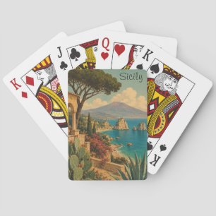 Reise nach Sizilien Italien Mittelmeerinsel Vintag Spielkarten