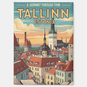 Reise nach Tallinn Estland im Vintage-Stil Magnet