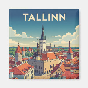 Reise nach Tallinn Estland im Vintage-Stil Magnet