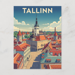 Reise nach Tallinn Estland im Vintage-Stil Postkarte