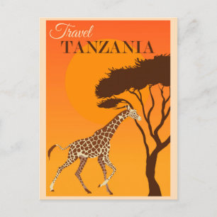 Reise nach Tansania Afrika Giraffe Vintage Postkarte