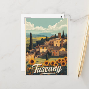Reise nach Toskana Italien Retro Landschaft Postkarte