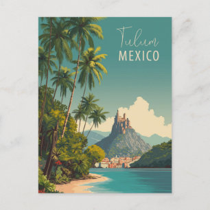 Reise nach Tulum, Mexiko im Vintage-Stil Postkarte