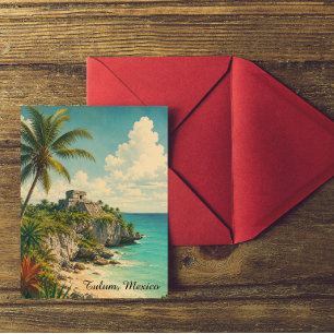 Reise nach Tulum Mexiko im Vintage-Stil Postkarte