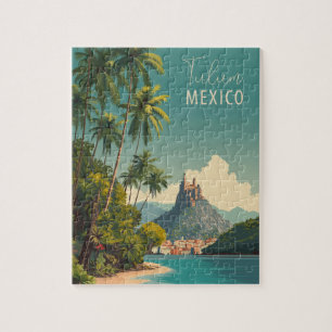 Reise nach Tulum, Mexiko im Vintage-Stil Puzzle