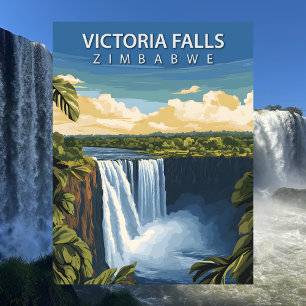 Reise nach Victoriafällen Simbabwe im Vintage-Stil Postkarte