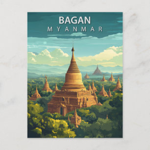 Reise nach Vintage Bagan Myanmar Postkarte