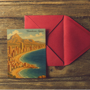 Reise nach Vintage Benidorm Costa Blanca Spanien Postkarte