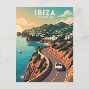 Reise nach Vintage Ibiza Spanien Postkarte