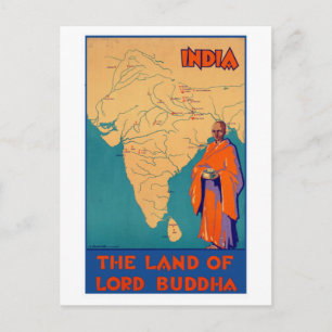 Reise nach Vintage Indien, Land von Lord Buddha Postkarte