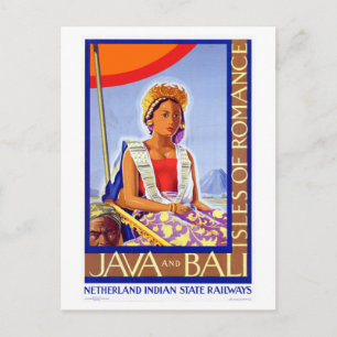 Reise nach Vintage Java Bali Indonesien Postkarte