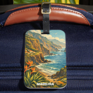Reise nach Vintage Madeira Portugal Küstenklippen Gepäckanhänger