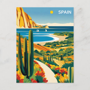 Reise nach Vintage Spanien Costa Dorada Postkarte