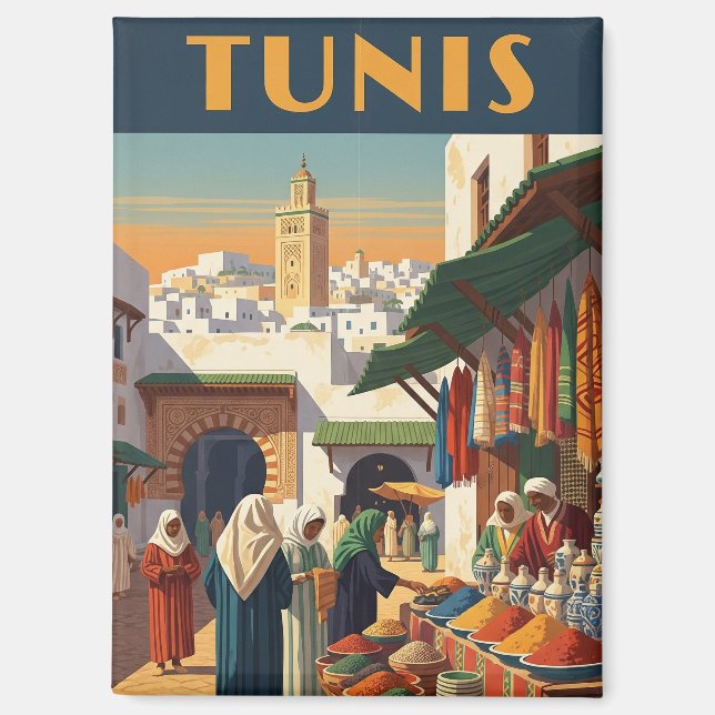 Reise nach Vintage Tunis Tunesien Magnet (Vorderseite)