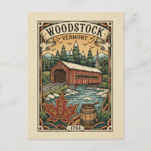 Reise nach Vintage Woodstock Vermont Postkarte