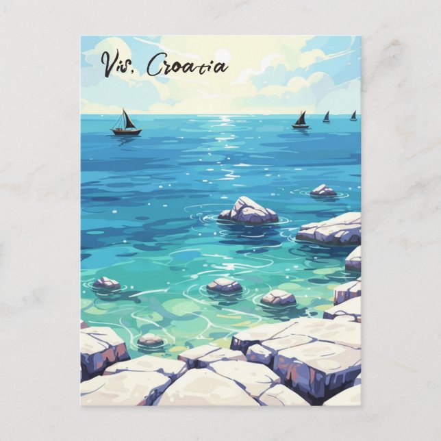 Reise nach Vis, Kroatien Postkarte (Vorderseite)
