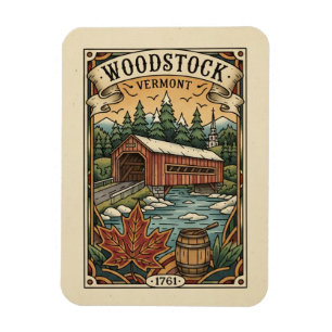 Reise nach Woodstock Vermont im Vintage-Stil Magnet