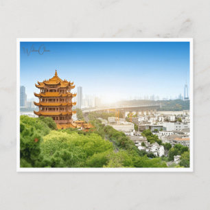 Reise nach Wuhan China im Vintage-Stil chinesische Postkarte