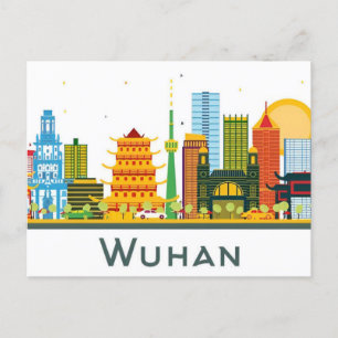 Reise nach Wuhan China im Vintage-Stil chinesische Postkarte