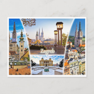 Reise nach Zagreb Kroatien Cityscape retro im Vint Postkarte