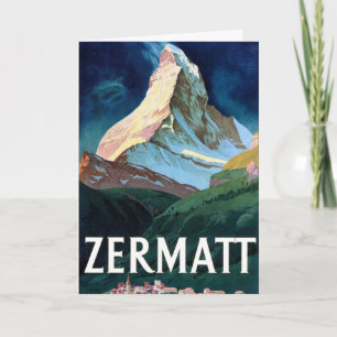 Reise nach Zermatt Schweiz Matterhorn Vintage Karte