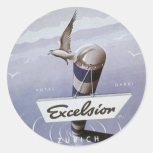 Reise nach Zürich Excelsior Hotel Schweiz Runder Aufkleber