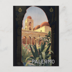 Reise Palermo Sizilien Tourismus Vintage Postkarte