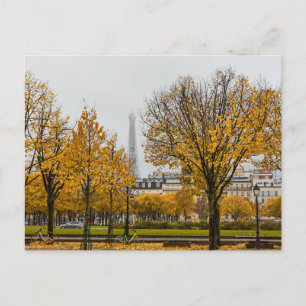 Reise Paris Frankreich Herbst Eifelturm Park Feiertagspostkarte
