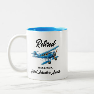 Reise-Partyflugzeug im Vintage-Stil zum Thema Ruhe Zweifarbige Tasse