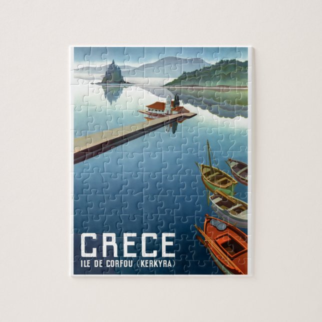 Reise-Plakat 1949 Korfus Griechenland Puzzle (Vertikal)