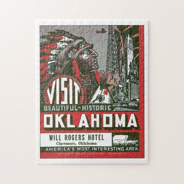 Reise-Plakat-Grafik Besuchs-Oklahomas Vintage Puzzle (Vertikal)